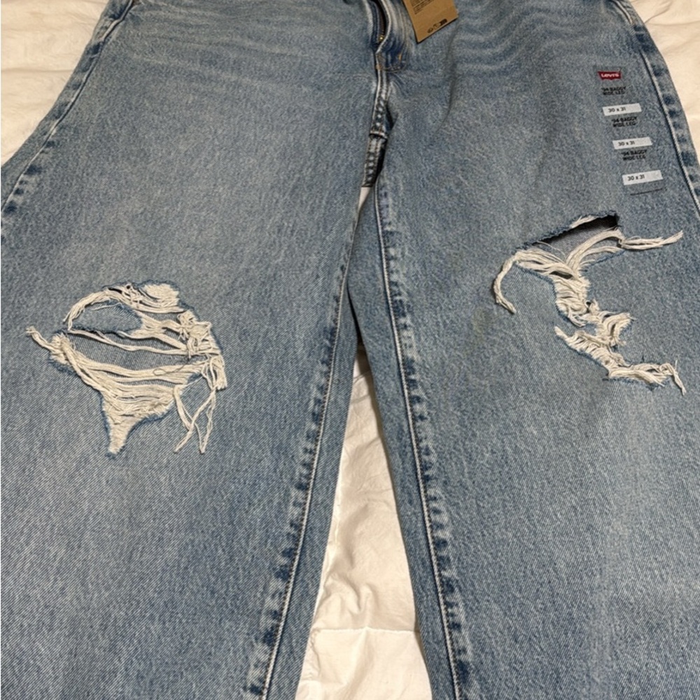 Levi's Women's Distressed Wide Leg Jeans
